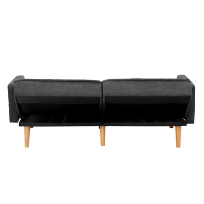 Oikiture Sofa Bed Convertible Velvet 3-Seater Grey-Sofa Bed-PEROZ Accessories