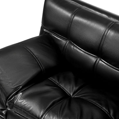 Oikiture Sofa Bed Futon Lounge Couch Convertible Leather 3-Seater Black-Sofa Bed-PEROZ Accessories