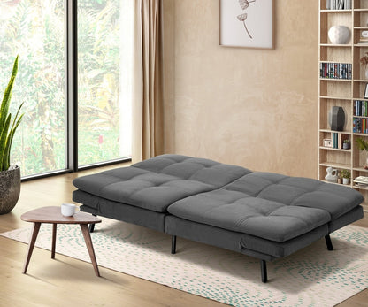 Oikiture Sofa Bed Futon Lounge Couch Convertible Polyester 3-Seater Grey-Sofa Bed-PEROZ Accessories