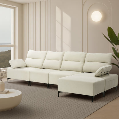 Oikiture 5 Seater Modular Sofa Chenille Couch Armrest Ottoman Set-Sofa-PEROZ Accessories