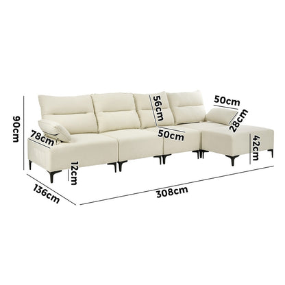 Oikiture 5 Seater Modular Sofa Chenille Couch Armrest Ottoman Set-Sofa-PEROZ Accessories