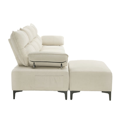 Oikiture 5 Seater Modular Sofa Chenille Couch Armrest Ottoman Set-Sofa-PEROZ Accessories