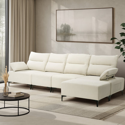 Oikiture 5 Seater Modular Sofa Chenille Couch Armrest Ottoman Set-Sofa-PEROZ Accessories