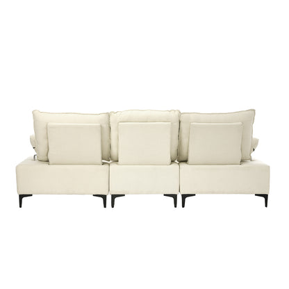 Oikiture 3 Seater Couch Sofa Chenille Adjustable Armrest Beige-Sofa-PEROZ Accessories