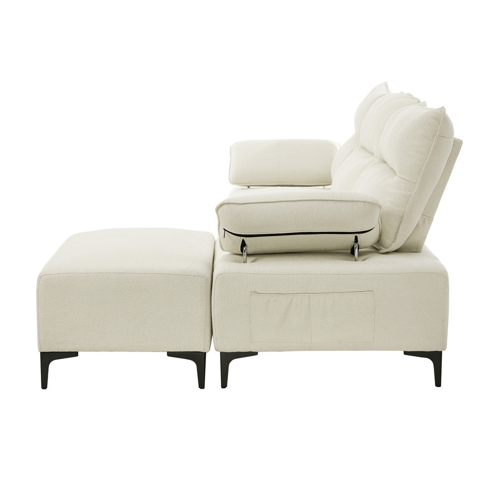 Oikiture 4 Seater Chenille Modular Sofa Adjustable Armrest Ottoman-Sofa-PEROZ Accessories