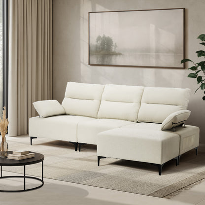 Oikiture 4 Seater Chenille Modular Sofa Adjustable Armrest Ottoman-Sofa-PEROZ Accessories