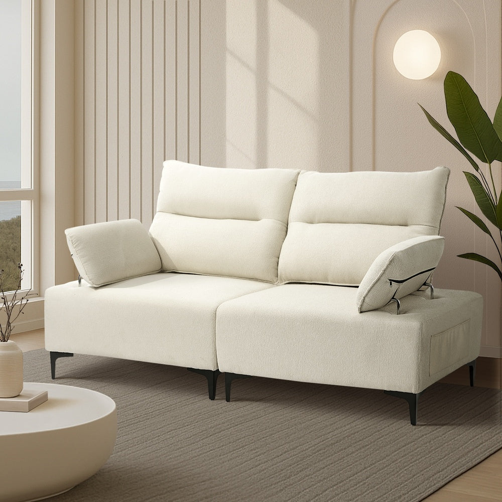 Oikiture 2 Seater Love Seat Couch Sofa Lounge Side Pocket Armrest-Sofa-PEROZ Accessories