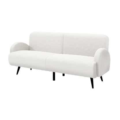 Oikiture Sherpa Sofa Luxury 3 Seater Fleece White-Sofa-PEROZ Accessories