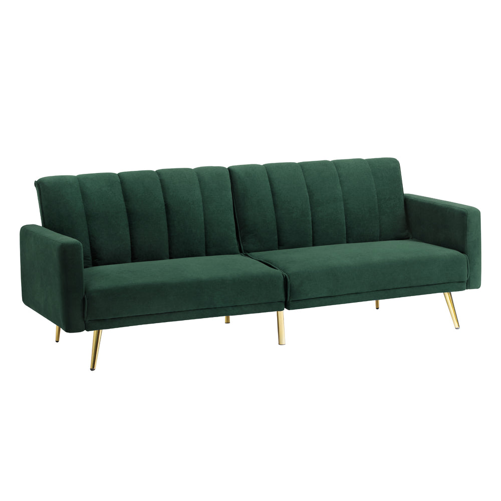 Oikiture 3 Seater Sofa Bed Convertible Velvet Green-Sofa Bed-PEROZ Accessories