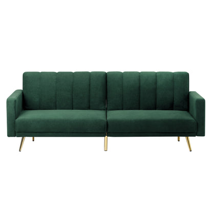 Oikiture 3 Seater Sofa Bed Convertible Velvet Green-Sofa Bed-PEROZ Accessories