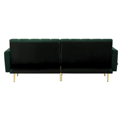 Oikiture 3 Seater Sofa Bed Convertible Velvet Green-Sofa Bed-PEROZ Accessories