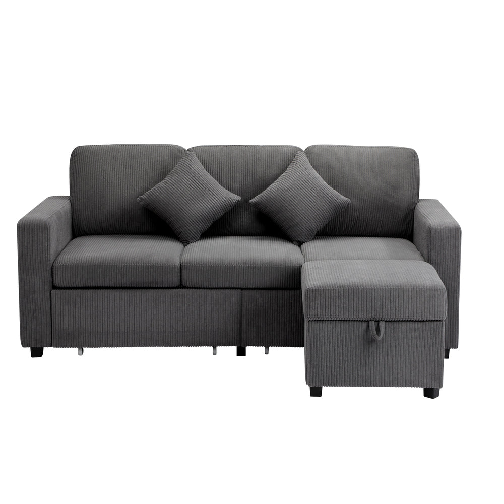 Oikiture 3 Seater Sofa Modular Couch Drawers Ottoman Velvet-Sofa-PEROZ Accessories