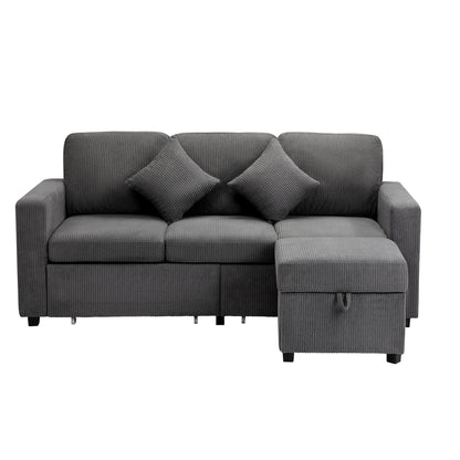 Oikiture 3 Seater Sofa Modular Couch Drawers Ottoman Velvet-Sofa-PEROZ Accessories