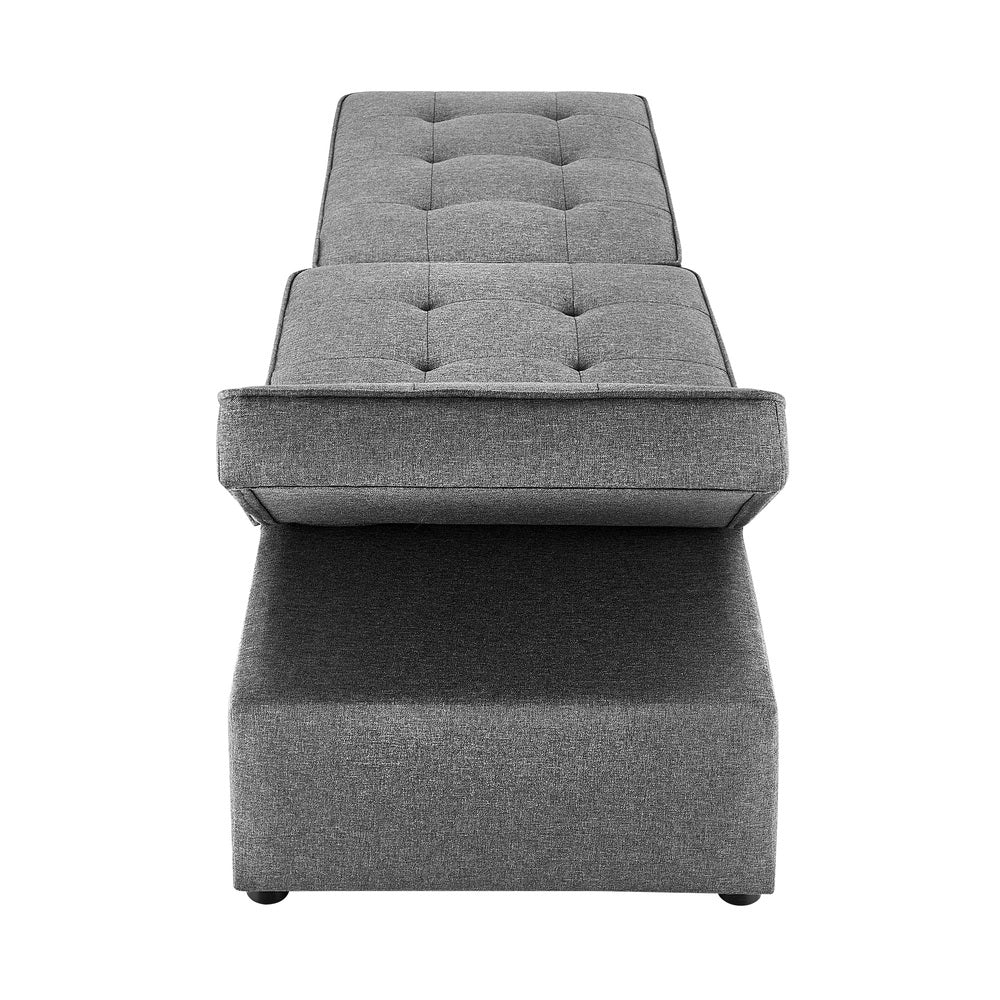 Oikiture 4 in 1 Convertible Sofa Bed Ottoman Couch Lounge Linen-Sofa Beds-PEROZ Accessories