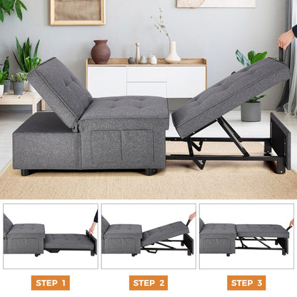Oikiture 4 in 1 Convertible Sofa Bed Ottoman Couch Lounge Linen-Sofa Beds-PEROZ Accessories