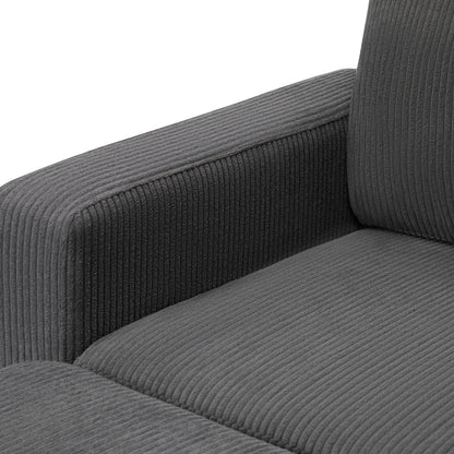 Oikiture 3 Seater Sofa with Ottoman Velvet Grey-Sofa-PEROZ Accessories