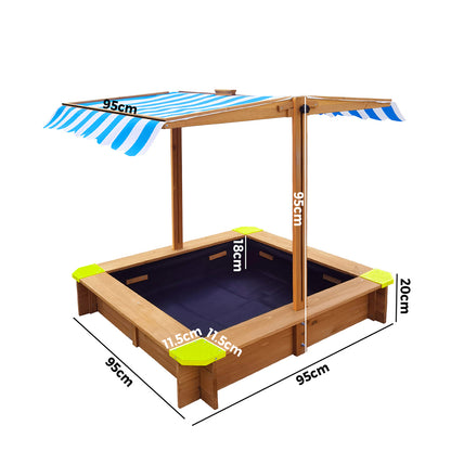 Mazam Sandpit Kids Toy Sandbox with Canopy 95 x 95 x 95cm-Sandpits-PEROZ Accessories