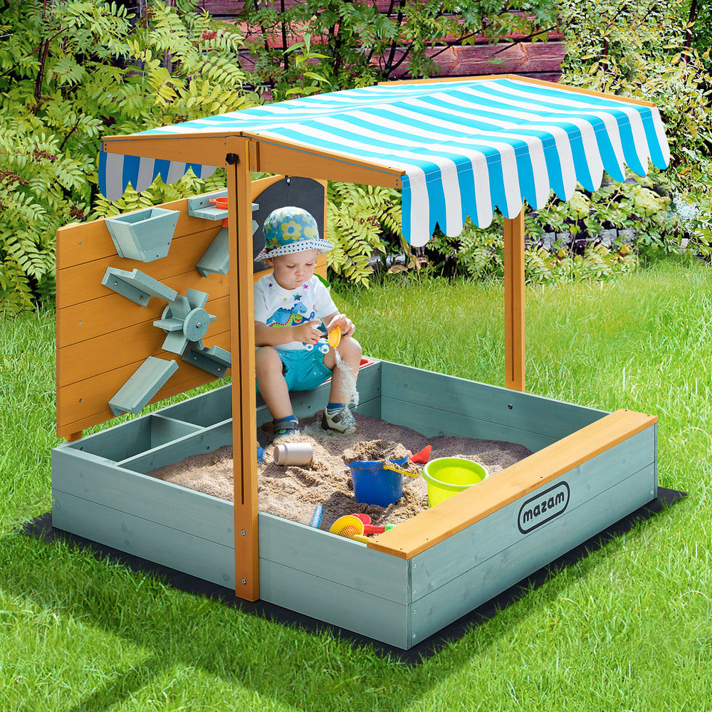 Mazam Kids Sandpit Outdoor Wooden Sandbox Beach Play Canopy-Sandpit-PEROZ Accessories