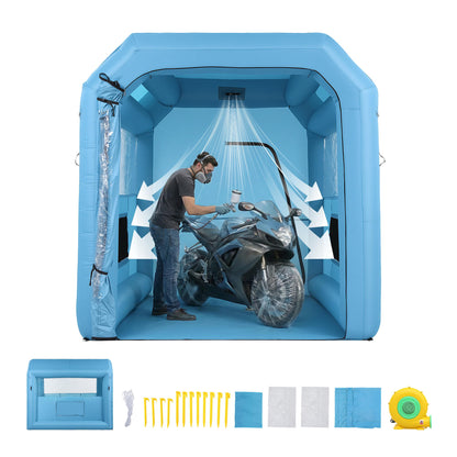 Giantz Inflatable Paint Booth 2.5X2.5X3M Inflatable Spray Booth with 550W Powerful Blower and Air Filter System, Round Roof with Light Hook, for Painting Bicycle, Motorcycle, Furniture Refinishing DIY-Auto Accessories > Auto Accessories Others > Automotive Repair &amp; Speciality Tools-PEROZ Accessories