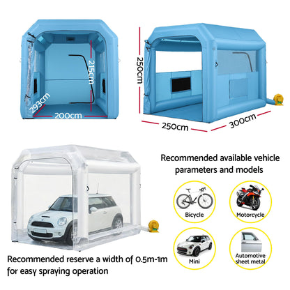 Giantz Inflatable Paint Booth 2.5X2.5X3M Inflatable Spray Booth with 550W Powerful Blower and Air Filter System, Round Roof with Light Hook, for Painting Bicycle, Motorcycle, Furniture Refinishing DIY-Auto Accessories > Auto Accessories Others > Automotive Repair &amp; Speciality Tools-PEROZ Accessories