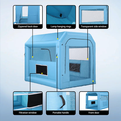 Giantz Inflatable Paint Booth 2.5X2.5X3M Inflatable Spray Booth with 550W Powerful Blower and Air Filter System, Round Roof with Light Hook, for Painting Bicycle, Motorcycle, Furniture Refinishing DIY-Auto Accessories > Auto Accessories Others > Automotive Repair &amp; Speciality Tools-PEROZ Accessories