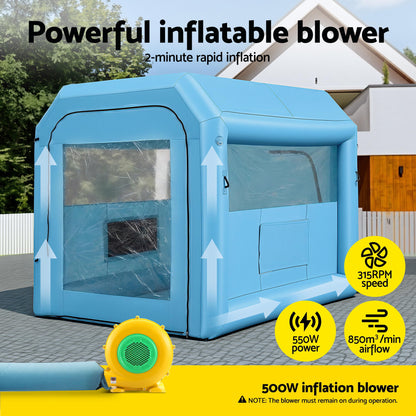 Giantz Inflatable Paint Booth 2.5X2.5X3M Inflatable Spray Booth with 550W Powerful Blower and Air Filter System, Round Roof with Light Hook, for Painting Bicycle, Motorcycle, Furniture Refinishing DIY-Auto Accessories > Auto Accessories Others > Automotive Repair &amp; Speciality Tools-PEROZ Accessories