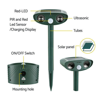 Gardeon Snake Repeller Ultrasonic Battery USB Powered-Electronics &gt; Battery Chargers &amp; Power &gt; Batteries-PEROZ Accessories