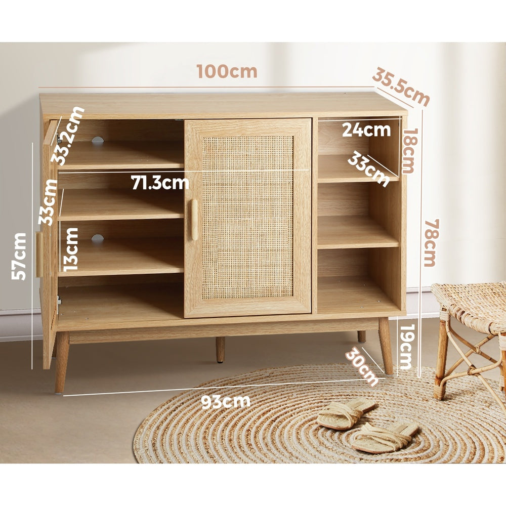 Oikiture Shoe Rack Shoes Storage Cabinet Sideboard Organiser Rattan Furniture-Shoe Storage Cabinets-PEROZ Accessories
