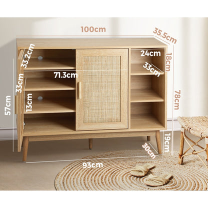 Oikiture Shoe Rack Shoes Storage Cabinet Sideboard Organiser Rattan Furniture-Shoe Storage Cabinets-PEROZ Accessories