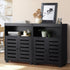 Oikiture Shoes Storage Cabinet 2 Doors Black Set of 2-Shoe Storage Cabinet-PEROZ Accessories