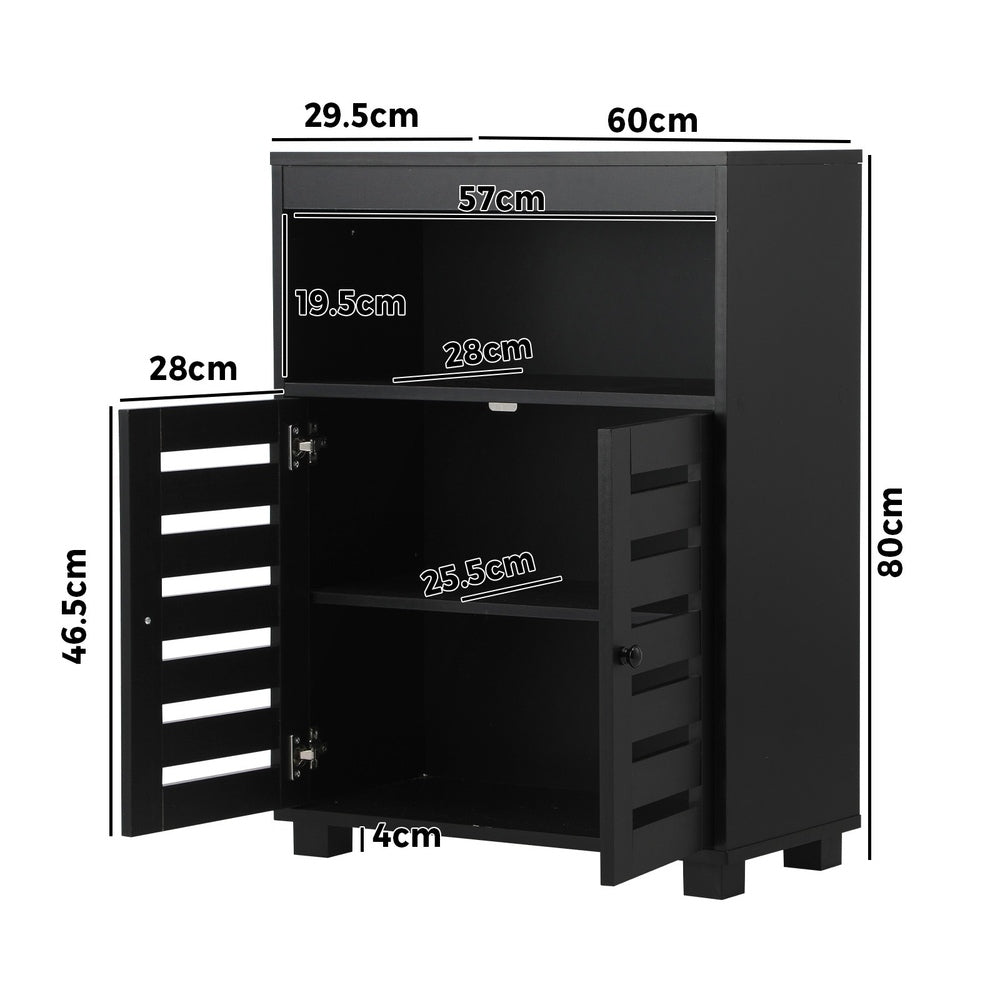 Oikiture Shoes Storage Cabinet 2 Doors Black Set of 2-Shoe Storage Cabinet-PEROZ Accessories
