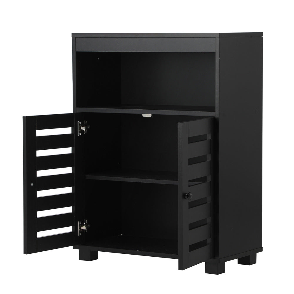 Oikiture Shoes Storage Cabinet 2 Doors Black Set of 2-Shoe Storage Cabinet-PEROZ Accessories