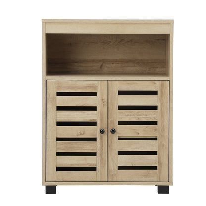 Oikiture Shoes Storage Cabinet 2 Doors Brown Set of 2-Shoe Storage Cabinet-PEROZ Accessories