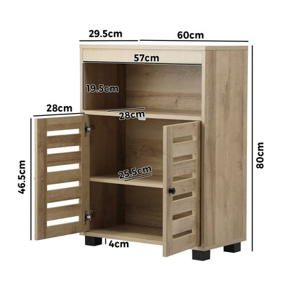 Oikiture Shoes Storage Cabinet 2 Doors Brown Set of 2-Shoe Storage Cabinet-PEROZ Accessories