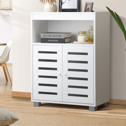 Oikiture Shoes Storage Cabinet Organiser Shelf 2 Doors White-Shoe Storage Cabinet-PEROZ Accessories