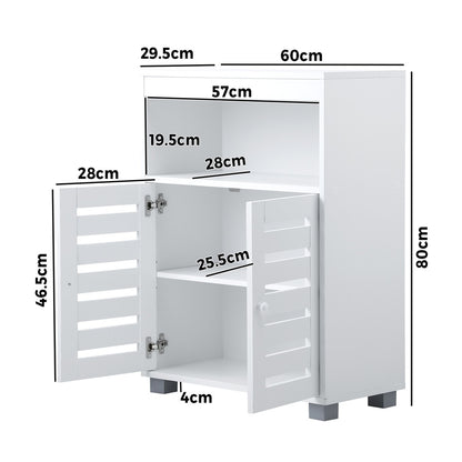 Oikiture Shoes Storage Cabinet Organiser Shelf 2 Doors White-Shoe Storage Cabinet-PEROZ Accessories