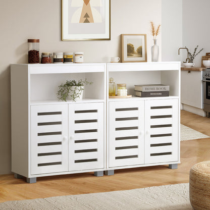 Oikiture Shoes Storage Cabinet 2 Doors White Set of 2-Shoe Storage Cabinet-PEROZ Accessories
