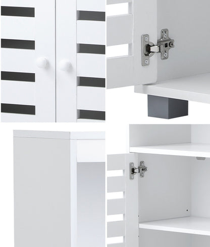 Oikiture Shoes Storage Cabinet 2 Doors White Set of 2-Shoe Storage Cabinet-PEROZ Accessories