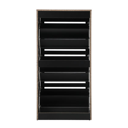 Oikiture Shoe Storage Cabinet 3 Doors 45 Pairs Black-Shoe Storage Cabinet-PEROZ Accessories