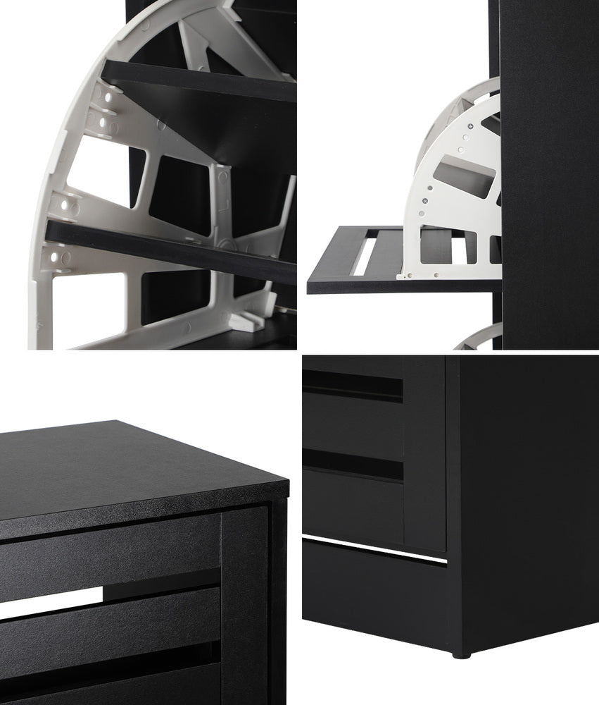Oikiture Shoe Storage Cabinet 3 Doors 45 Pairs Black-Shoe Storage Cabinet-PEROZ Accessories
