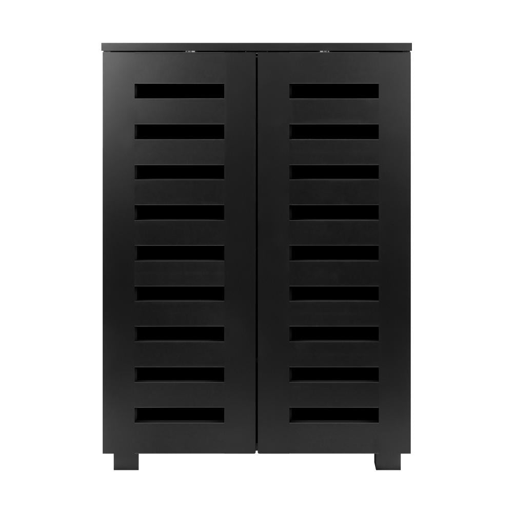 Oikiture Shoe Cabinet with 2 Doors Shoe Storage Rack 20 Pairs Black-Shoe Storage Cabinet-PEROZ Accessories