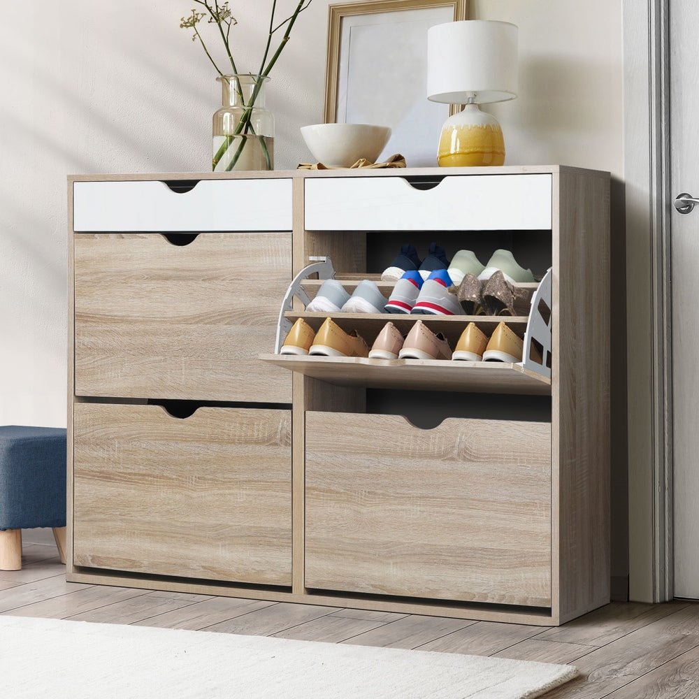 Oikiture Shoe Rack Shoe Storage Cabinet Cupboard Organiser Shelf Wooden 36 Pairs-Shoe Storage Cabinets-PEROZ Accessories
