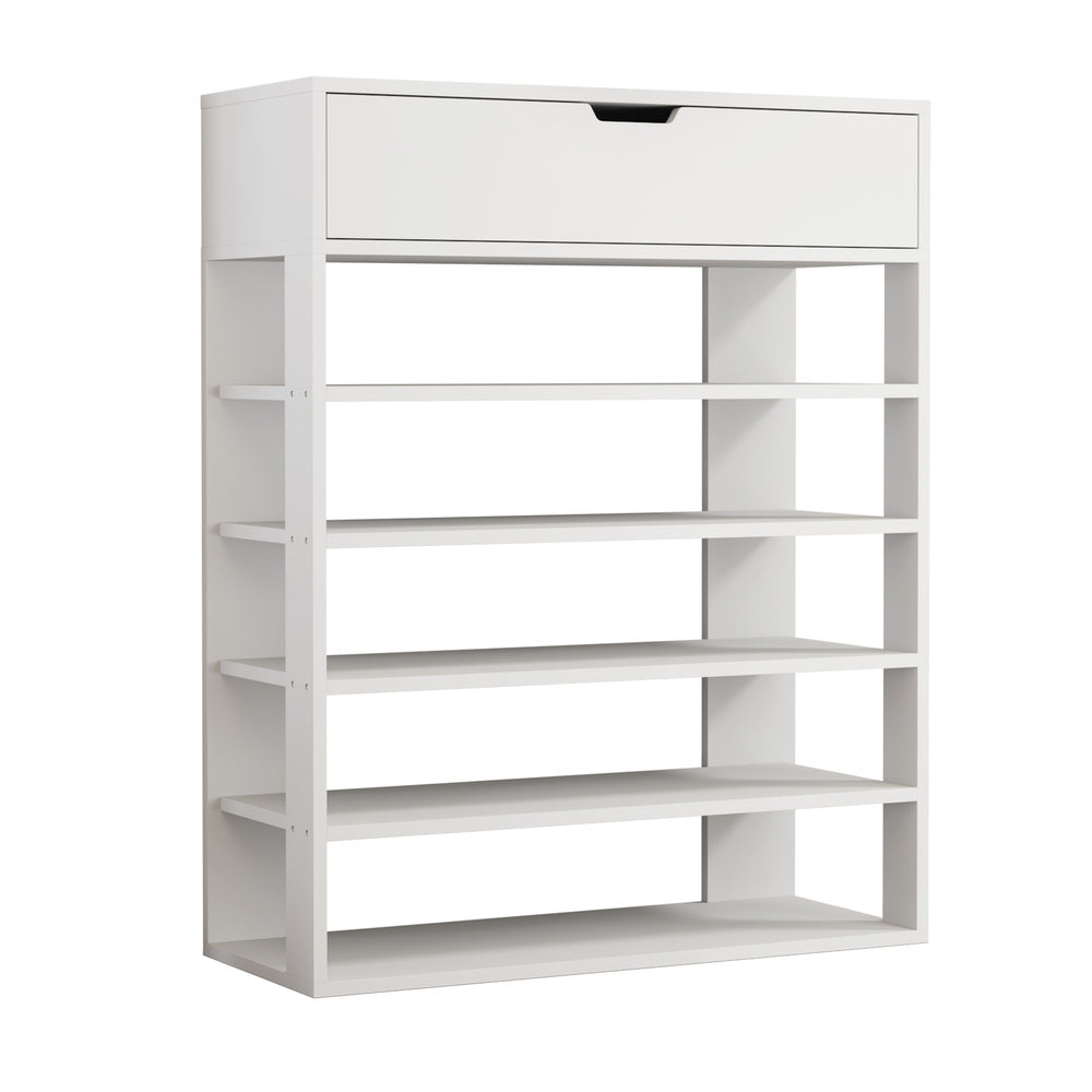 Oikiture Shoes Storage Rack 5-tier Shelves with Drawer White-Shoe Storage Cabinet-PEROZ Accessories
