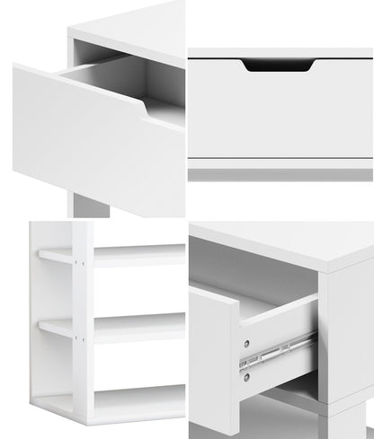 Oikiture Shoes Storage Rack 5-tier Shelves with Drawer White-Shoe Storage Cabinet-PEROZ Accessories