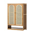 Oikiture Shoe Storage Cabinet 2 Doors Bamboo Shoe Shelf Beige-Shoe Storage Cabinet-PEROZ Accessories