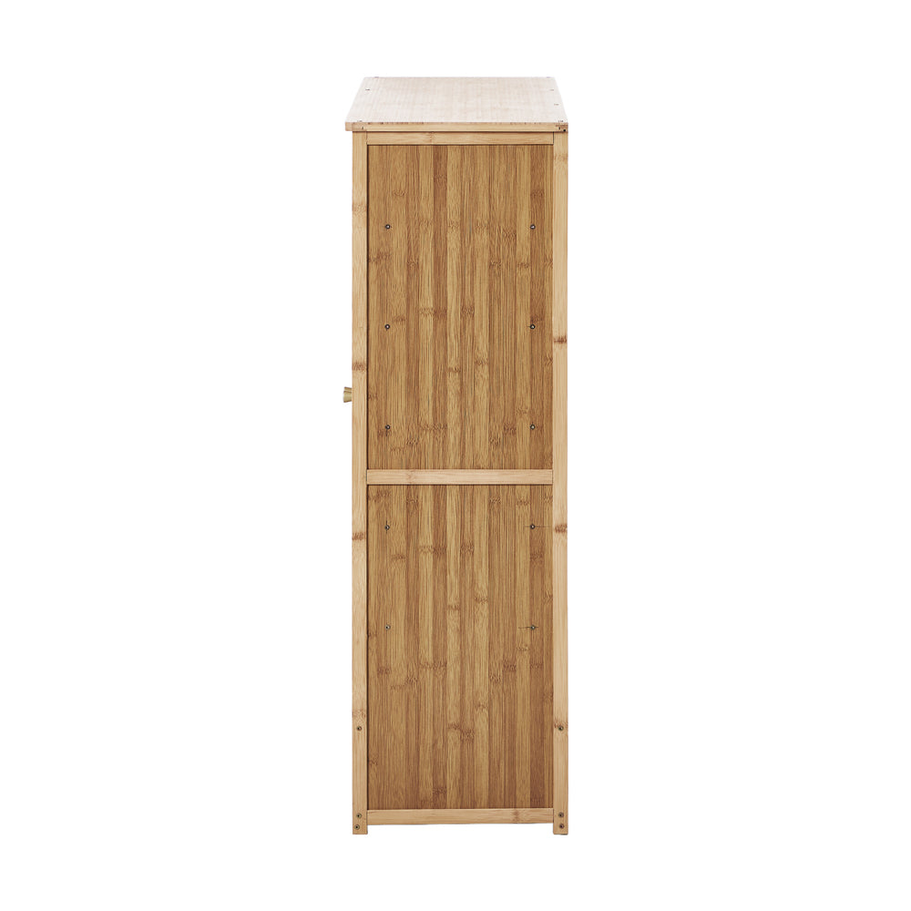 Oikiture Shoe Storage Cabinet 2 Doors Bamboo Shoe Shelf Beige-Shoe Storage Cabinet-PEROZ Accessories