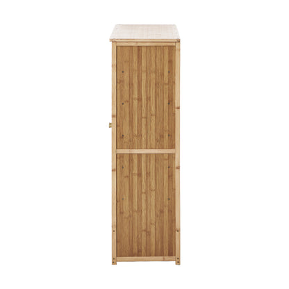 Oikiture Shoe Storage Cabinet 2 Doors Bamboo Shoe Shelf Beige-Shoe Storage Cabinet-PEROZ Accessories