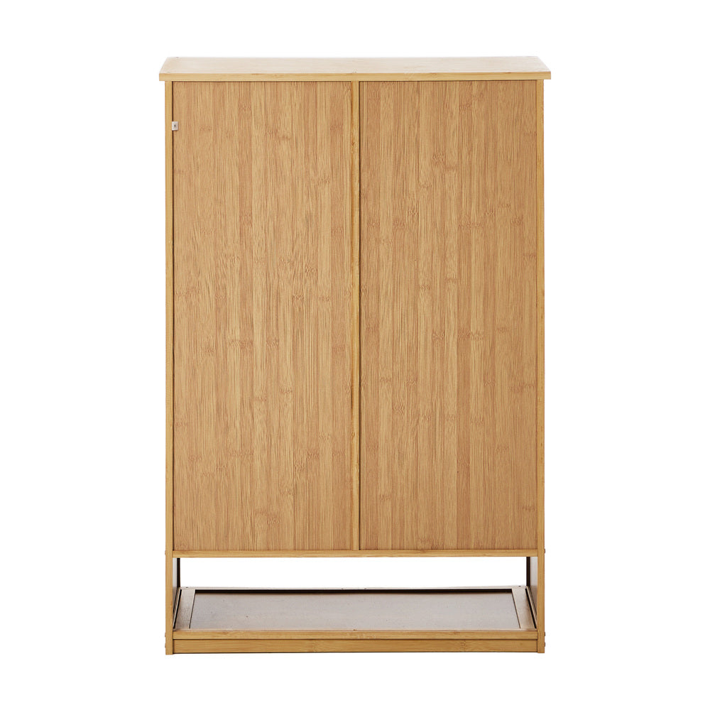 Oikiture Shoe Storage Cabinet 2 Doors Bamboo Shoe Shelf Beige-Shoe Storage Cabinet-PEROZ Accessories
