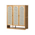 Oikiture Shoe Storage Cabinet 3 Doors Bamboo Shoe Shelf Beige-Shoe Storage Cabinet-PEROZ Accessories