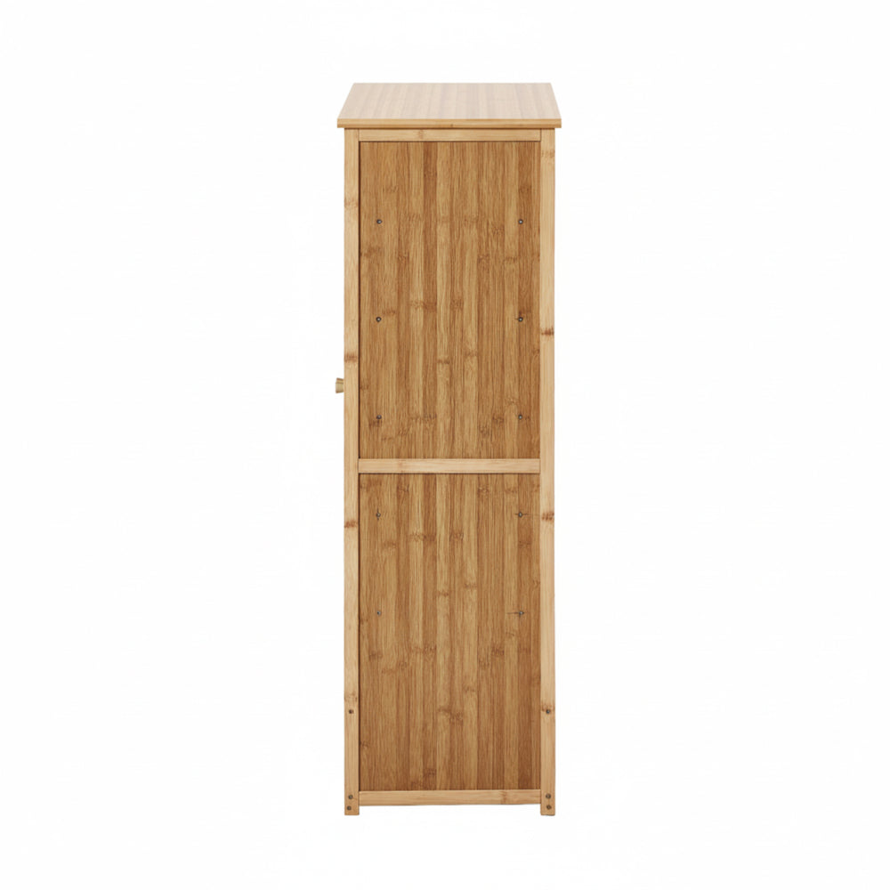 Oikiture Shoe Storage Cabinet 3 Doors Bamboo Shoe Shelf Beige-Shoe Storage Cabinet-PEROZ Accessories